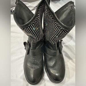 SCHUTZ Black Studded Ankle Boots